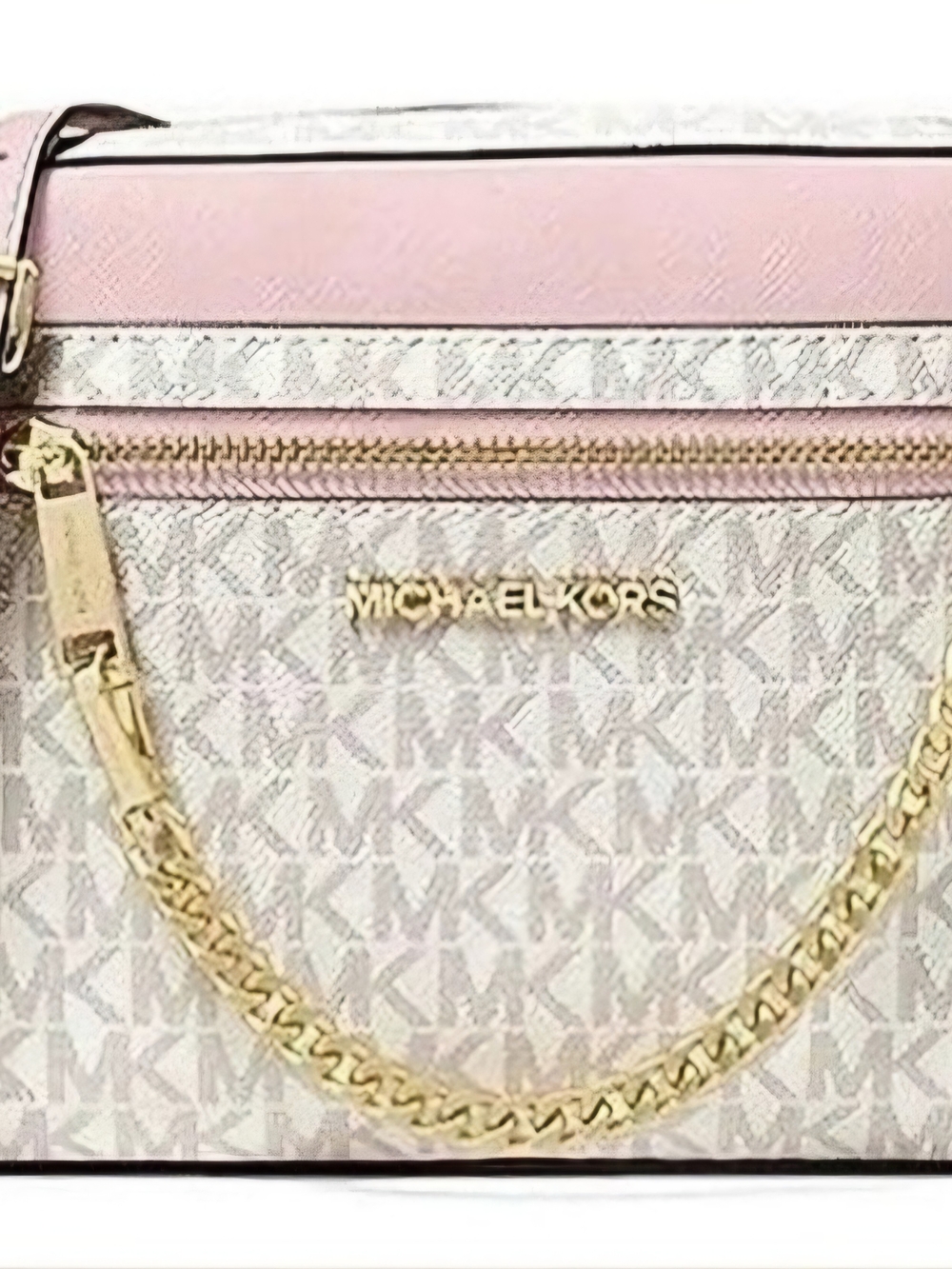 NWT Michael Kors Pink and White MK Logo Chain Crossbody Bag